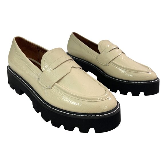 Franco Sarto Patent Leather Lug Sole Loafers  Putty Size 7.5 M NEW - Picture 1 of 6
